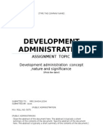 Development Administration: Assignment Topic