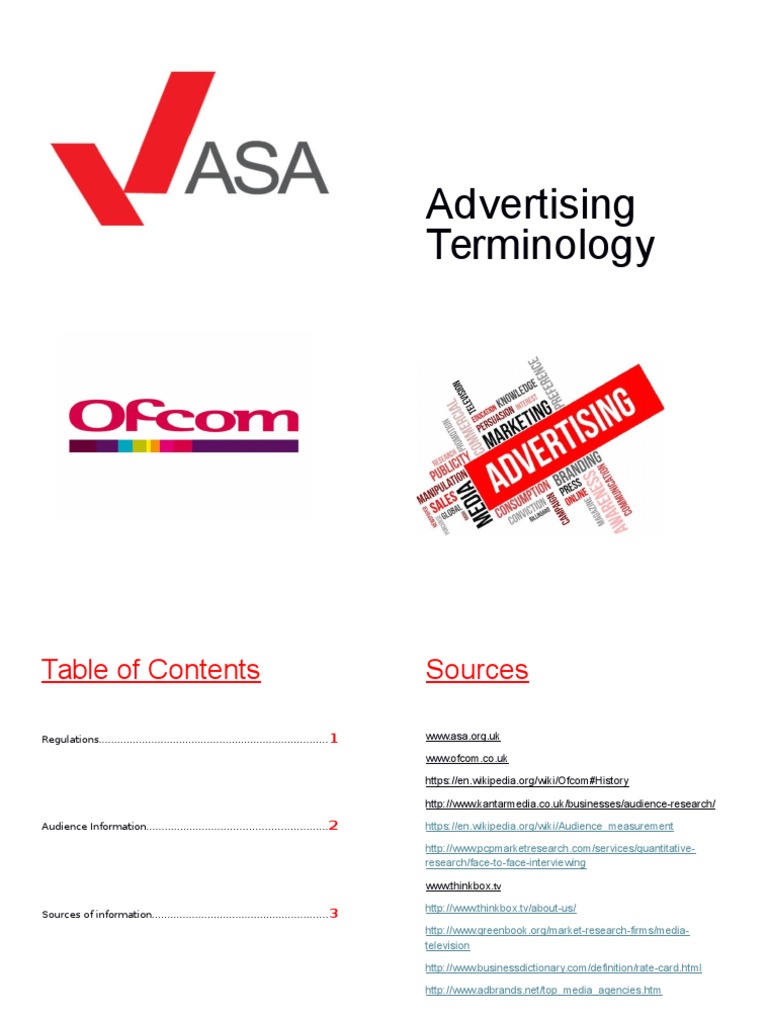 Advertising Terminology and Regulations | PDF | Audience Measurement ...