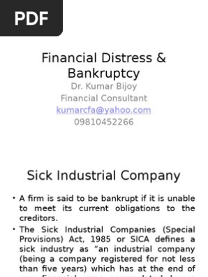 Financial Distress Bankruptcy Bankruptcy Corporations