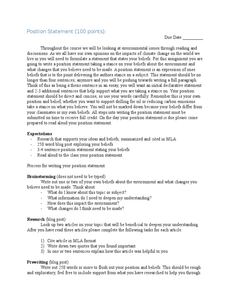 Position Statement | PDF | Narrative | Rhetoric