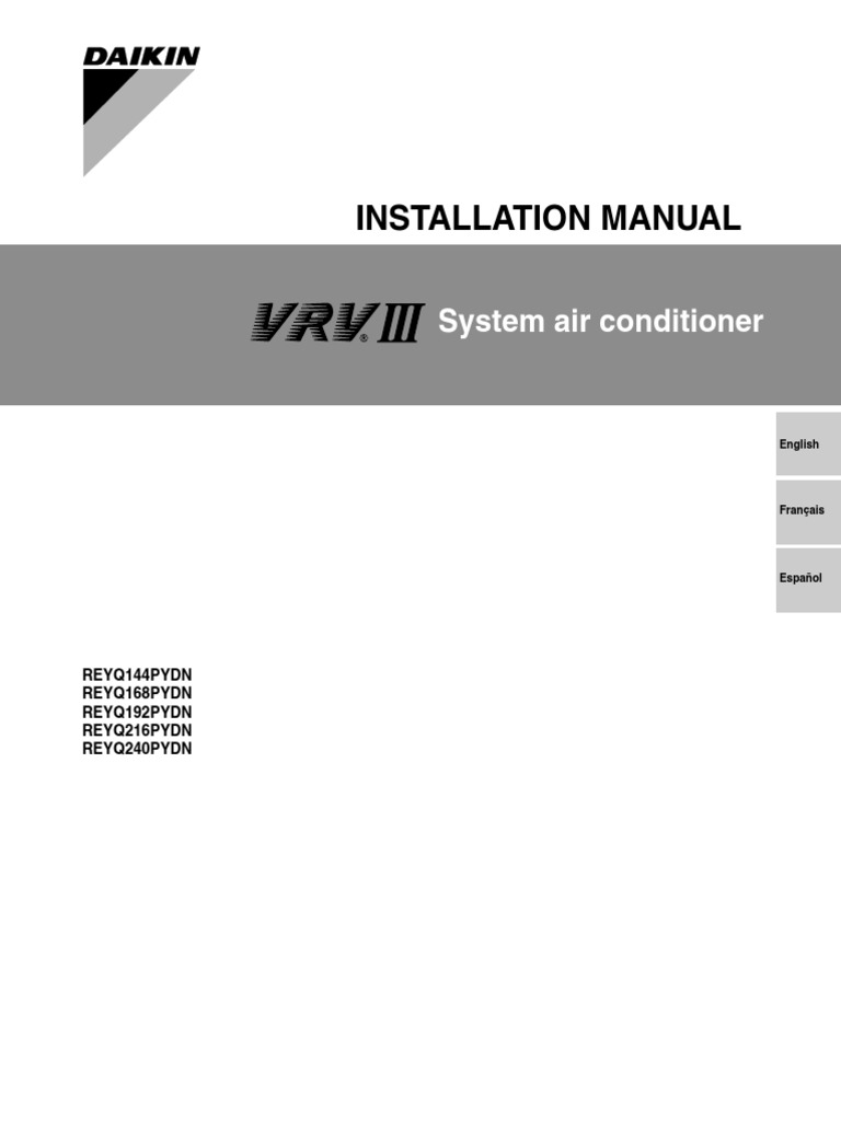 Installation Manual VRV III HR Double Module - Daikin (2015) | Electrical  Wiring | Air Conditioning