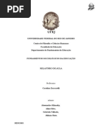 RELATÓRIO DE AULA - Sociologia Da Educação
