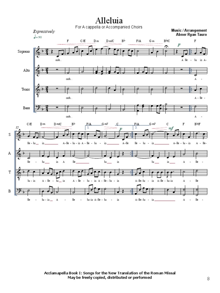 Spartito Alleluia Di Fredrik Sixten Per SATB E Pianoforte - Musica Corale