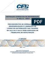 Ind 002.2013 - Liberacao de Linhas de Distribuicao Para Execucao de Trabalhos de Manutencao