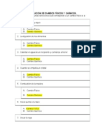 Ejercicios de Clasificación de Cambios Físicos y Químicos 1