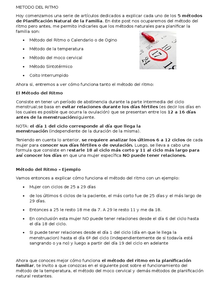 Metodo Del Ritmo | PDF
