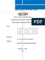 Informe Final de La Auditoria Interna Al Área de Jefatura de Personal y Recursos Humanos Dependencia