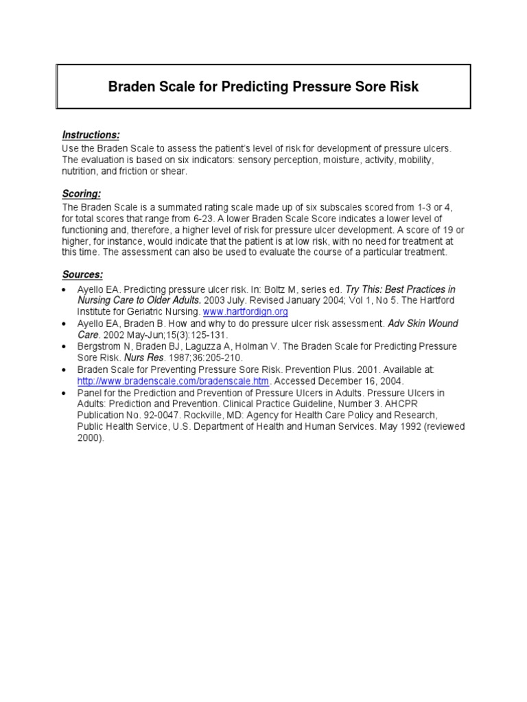 Bradenscale | PDF | Pain | Clinical Medicine