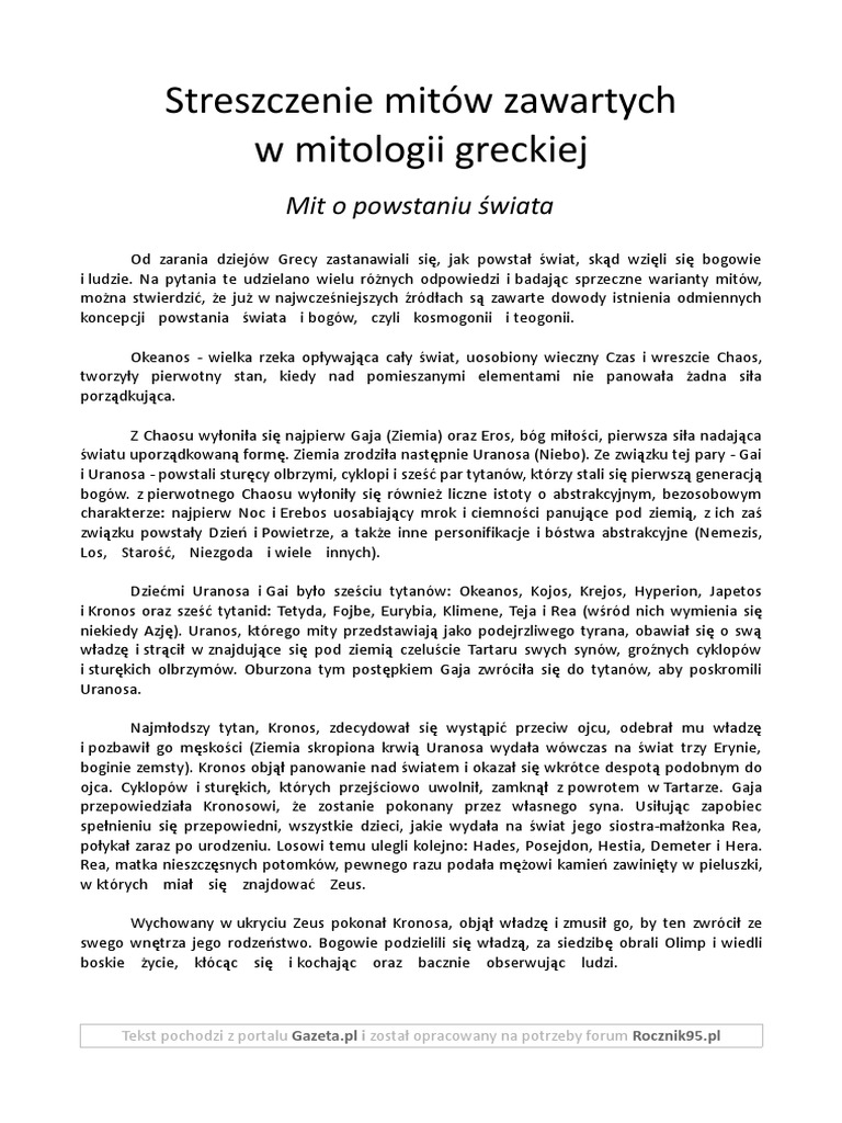 Streszczenie Mitu O Demeter I Korze