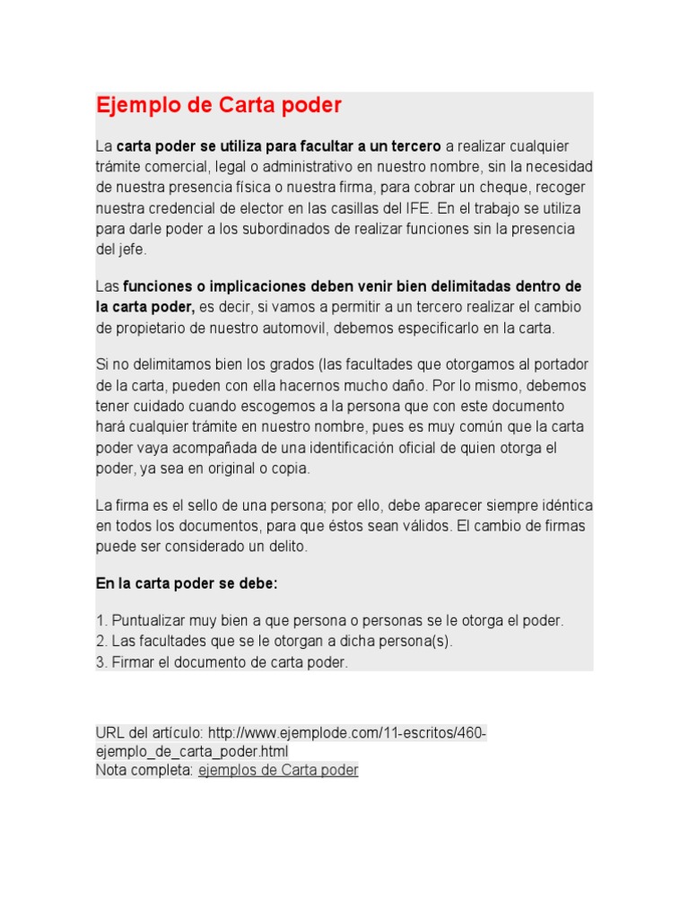 Ejemplo De Carta Poder Cheque Gobierno