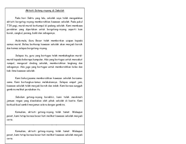 Aktiviti Gotong Royong Di Sekolah Pdf