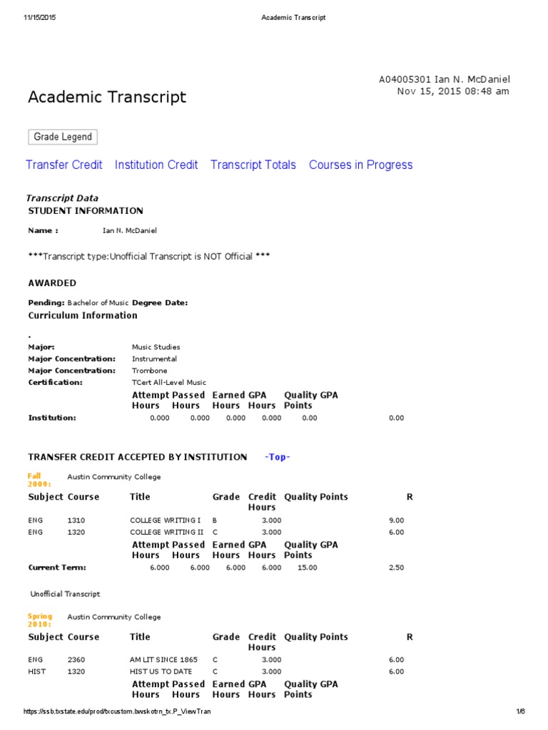 Academic Transcript | PDF | Academia | Learning