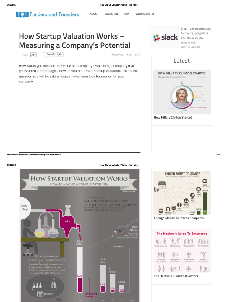 How Startup Valuation Works Illustrated Pdf Valuation Finance