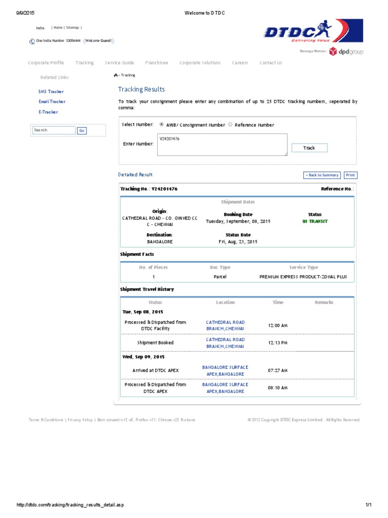 DTDC Tacking | PDF