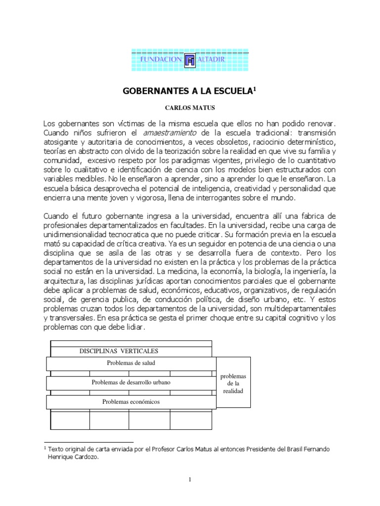 Gobernantes A La Escuela PDF | PDF | Gobierno | Science