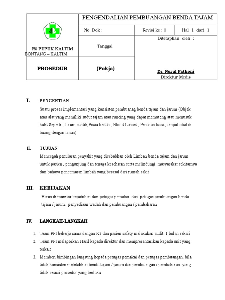 Prosedur Pengendalian pembuangan Benda Tajam.doc