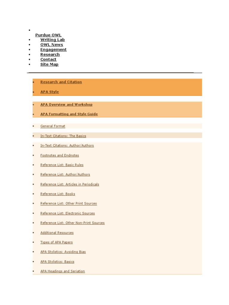 Purdue OWL | Citation | Apa Style