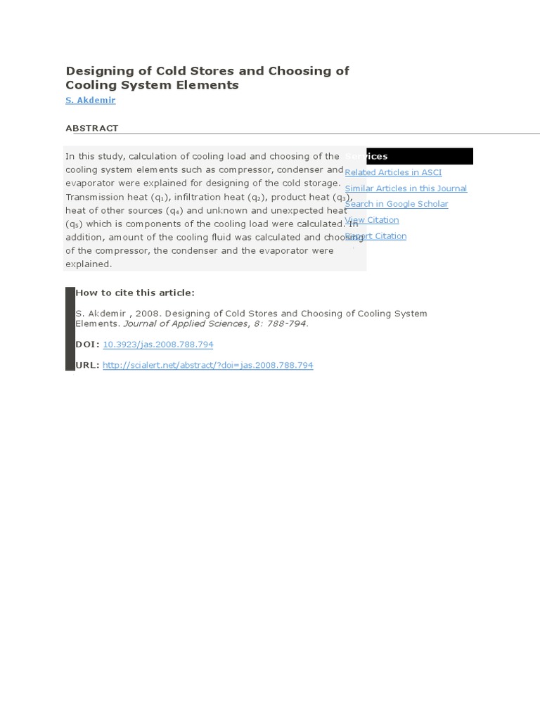 Cold Storage Design and Cooling Load Calculation | PDF | Air ...