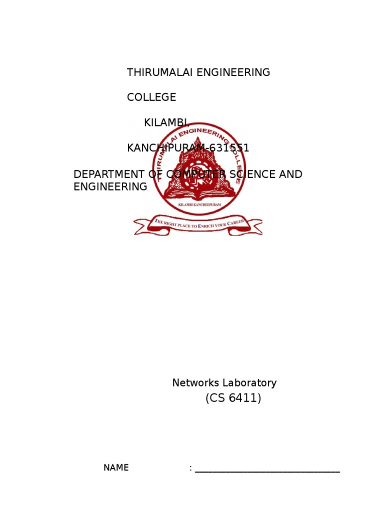 CS6411 Network Lab Manual PDF Local Area Network Computer Network