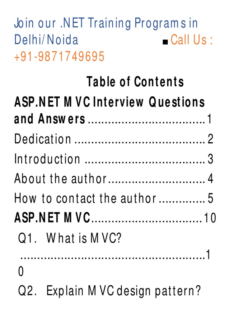 ASP.NET MVC Interview Questions Guide | PDF | Model–View–Controller ...