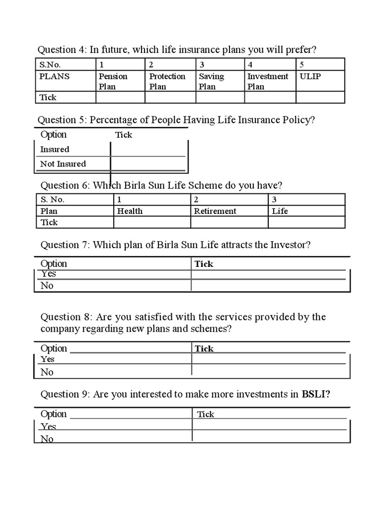 Life Insurance Preferences Survey | PDF | Lifestyle