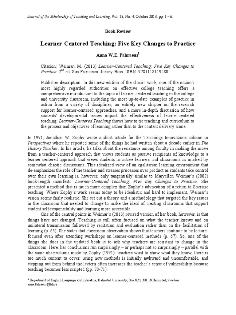 Key Changes in Learner-Centered Teaching | PDF | Learning | Motivation