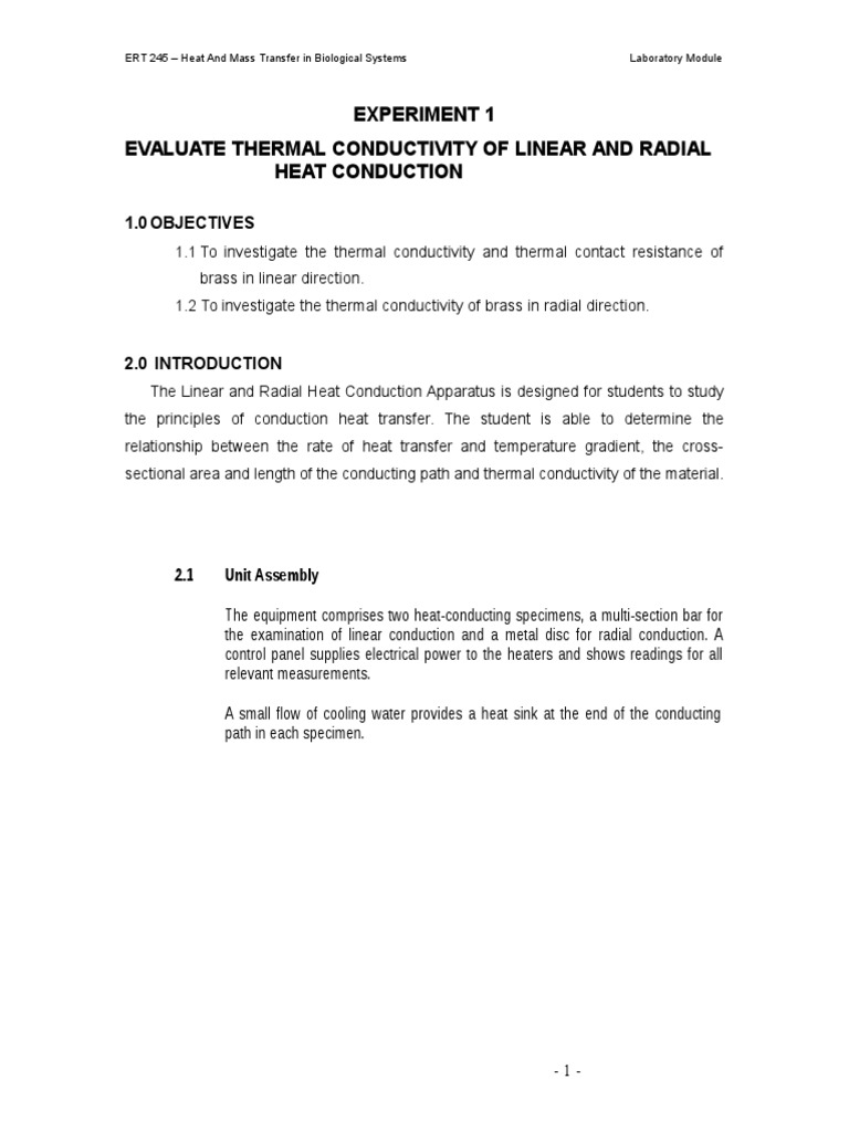 Experiment 1 | PDF | Thermal Conduction | Thermal Conductivity