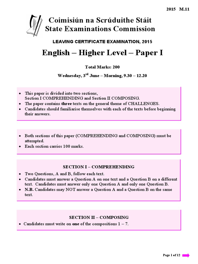 Leaving Cert English Paper 1 2015 | PDF | Ghosts