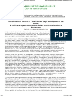 British Medical Journal: Il "Blockbuster" Degli Antidepressivi Per Minori, È Inefficace e Pericoloso, Può Stimolare Suicidi Tra Bambini e Adolescenti