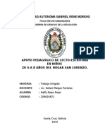 Apoyo Pedagógico de Lecto-Escritura en Niños de 6 A 8 Años Del Hogar San Lorenzo