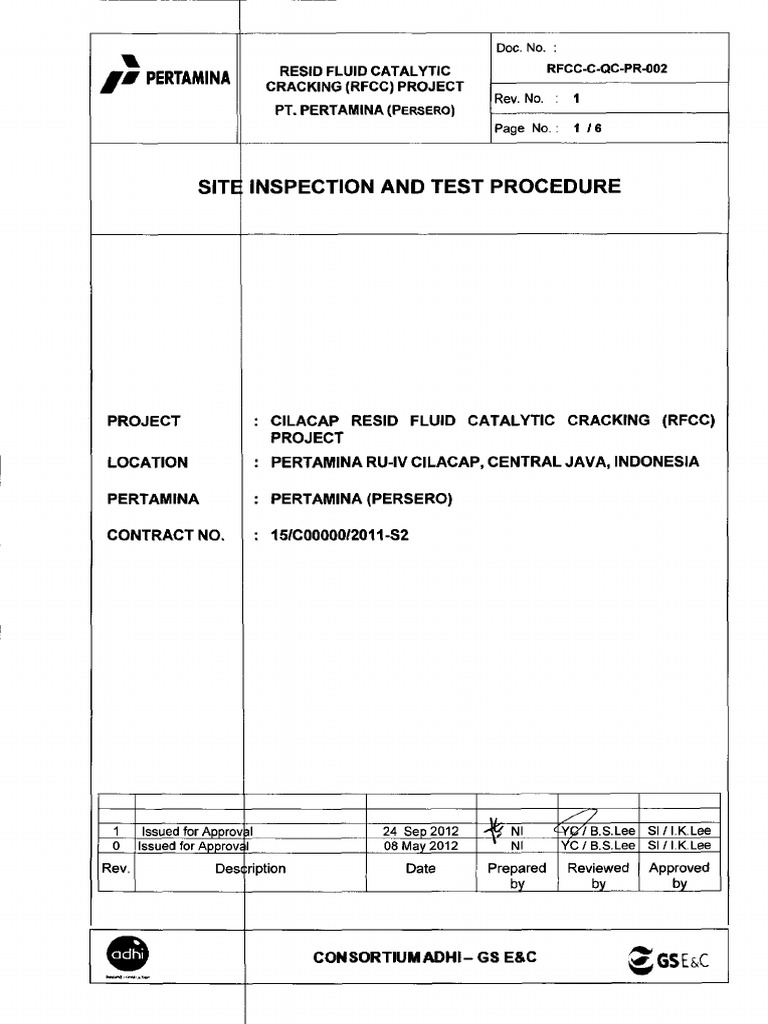 Site Inspection Test Procedure (ITP) PDF