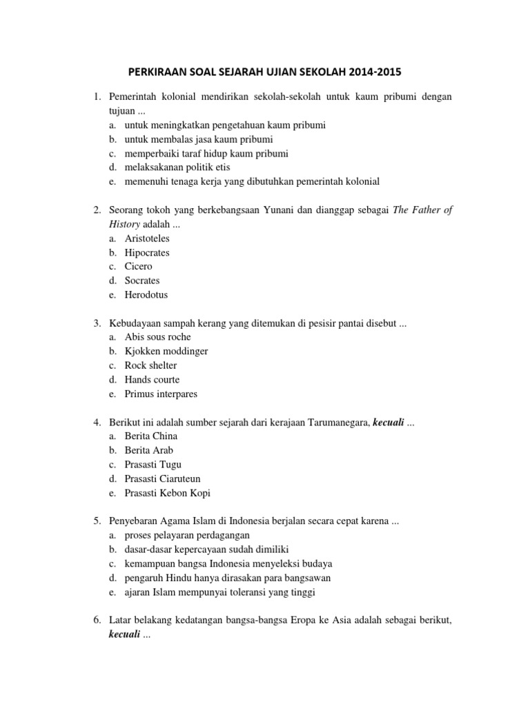 perkiraansoalujiansekolahsejarahkelasxiiipstahun