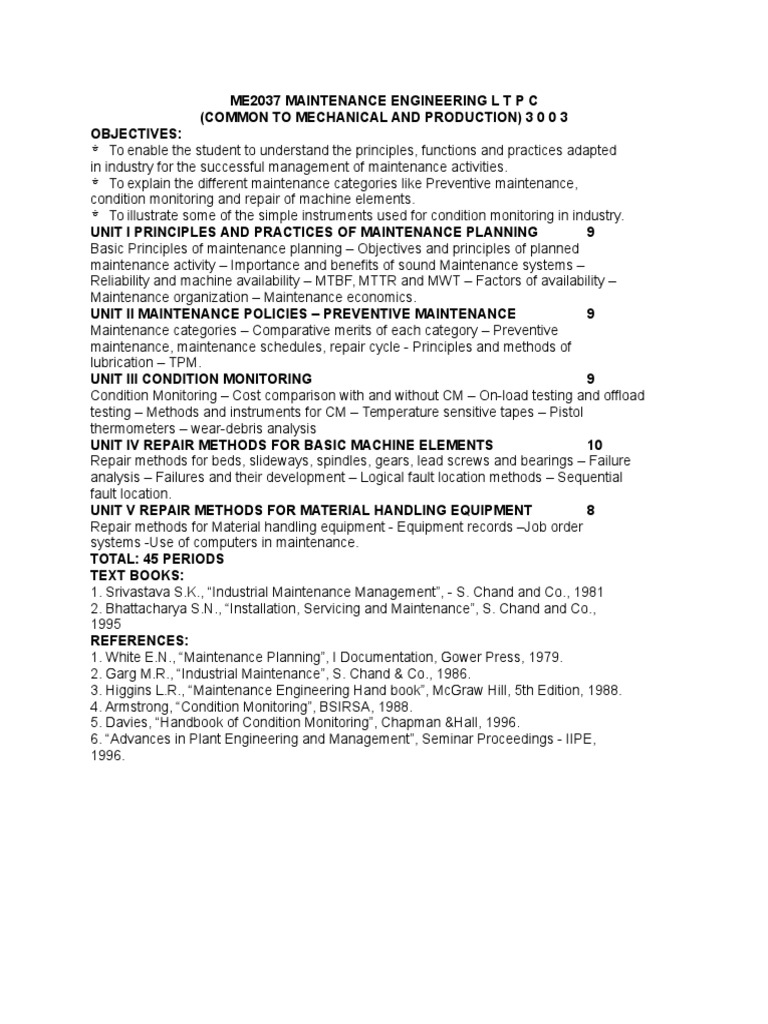 Maintenance Engineering Principles and Practices | PDF | Machines ...