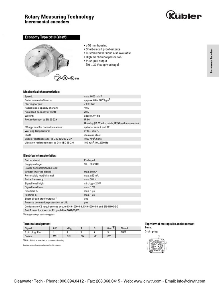 Kubler 5810 Incremental Encoder Guide | PDF | Electrical Connector ...