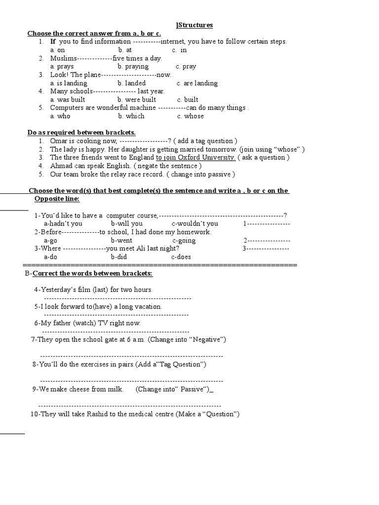 English Grammar Practice Exercises | PDF | Ellipsis