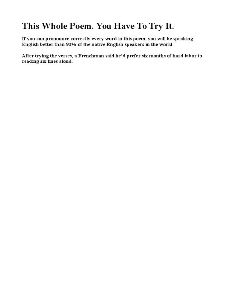 Reading Test - Poem | PDF