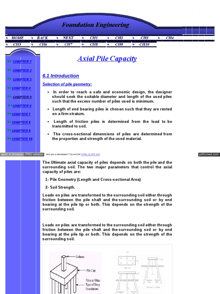 Axial Capacity of Piles Explained | PDF | Deep Foundation | Deformation ...