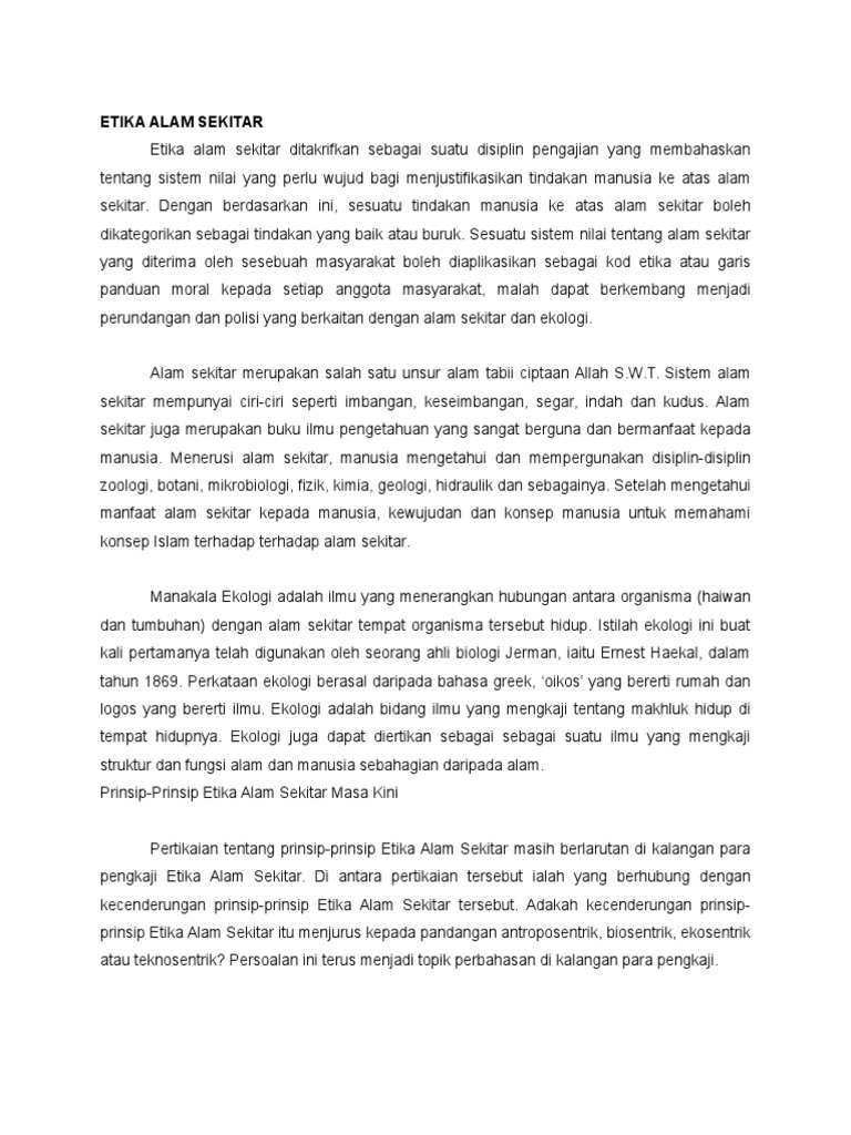 Etika Alam Sekitar