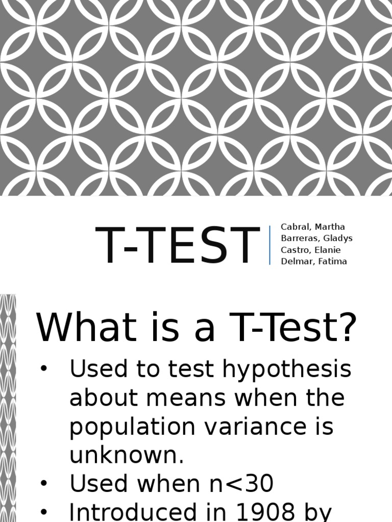 Understanding T-Tests in Statistics | PDF | Student's T Test ...