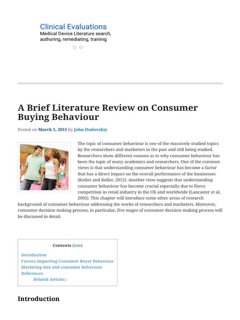 literature review of consumer behaviour