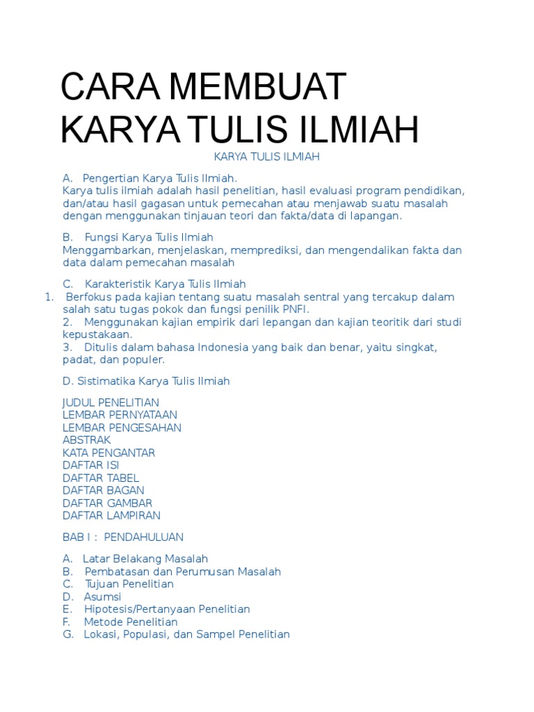 Cara Membuat Karya Tulis Ilmiah