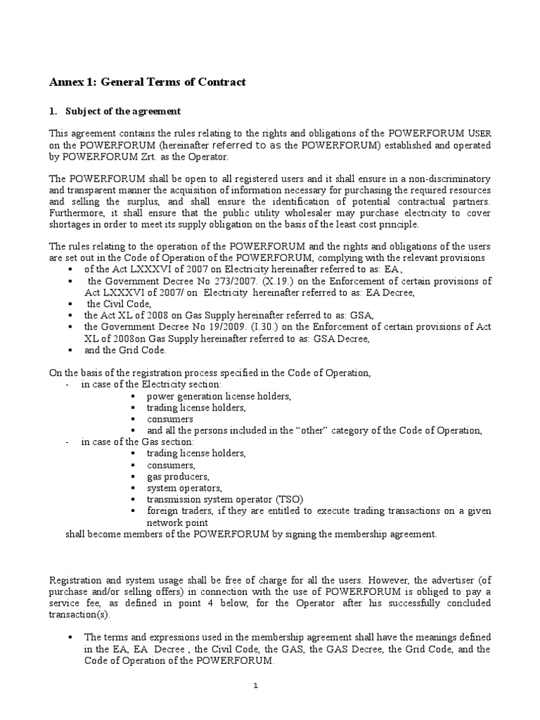 POWERFORUM User Contract Terms | PDF | Invoice | Fee