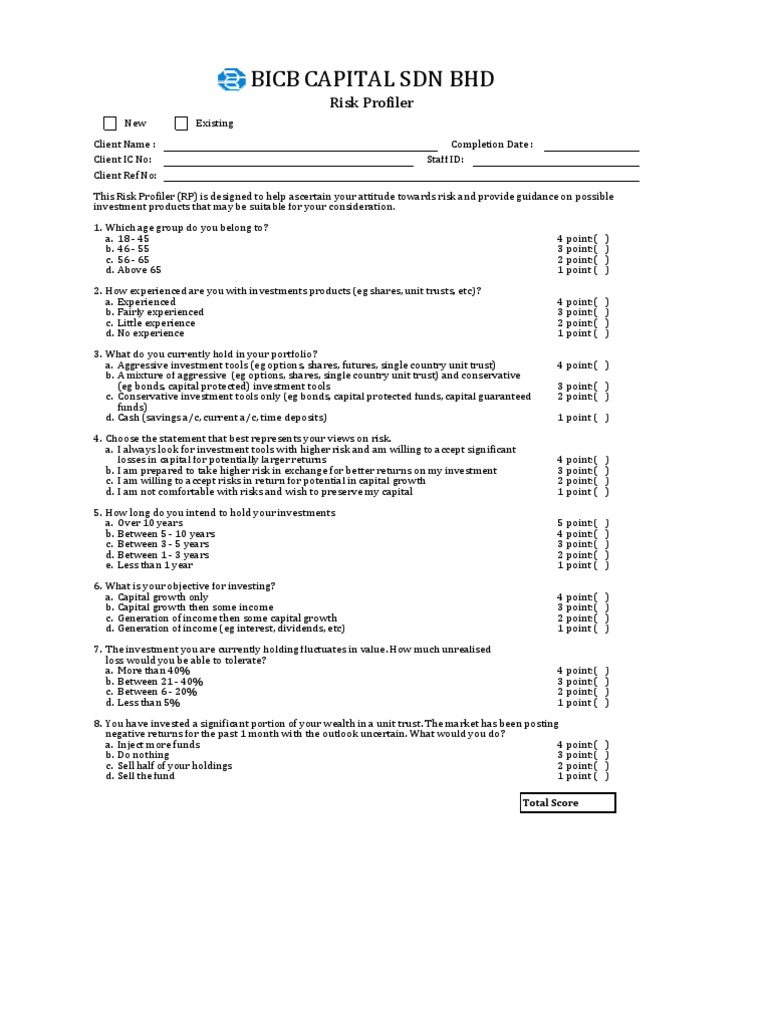 Risk Profiler | PDF | Investing | Saving