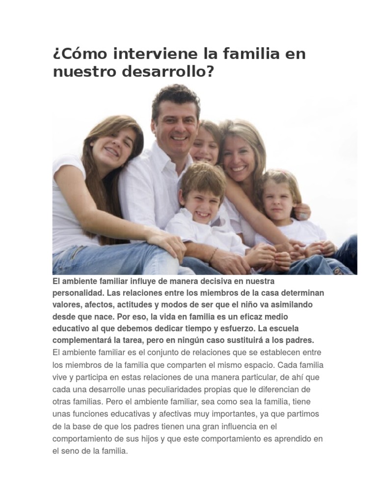Influencia Familiar en el Desarrollo Personal | PDF | Familia ...