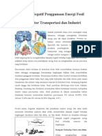 Dampak Negatif Penggunaan Energi Fosil Dari Sektor Transportasi Dan Industri