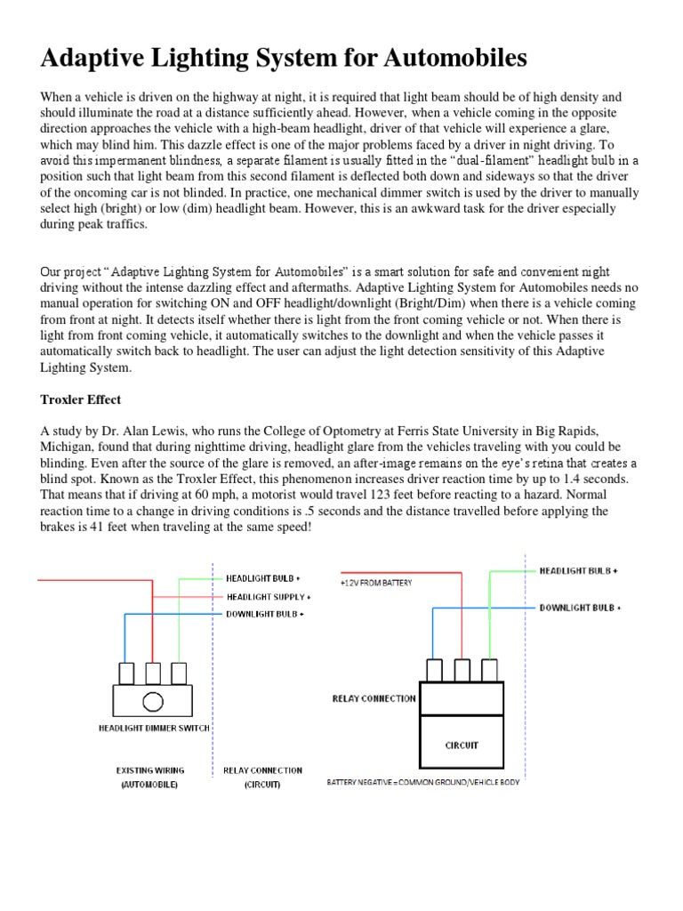 Adaptive Lighting System For Automobiles PDF Headlamp Lighting