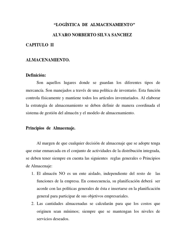 Tipos y Gestión de Almacenamiento Logístico | PDF