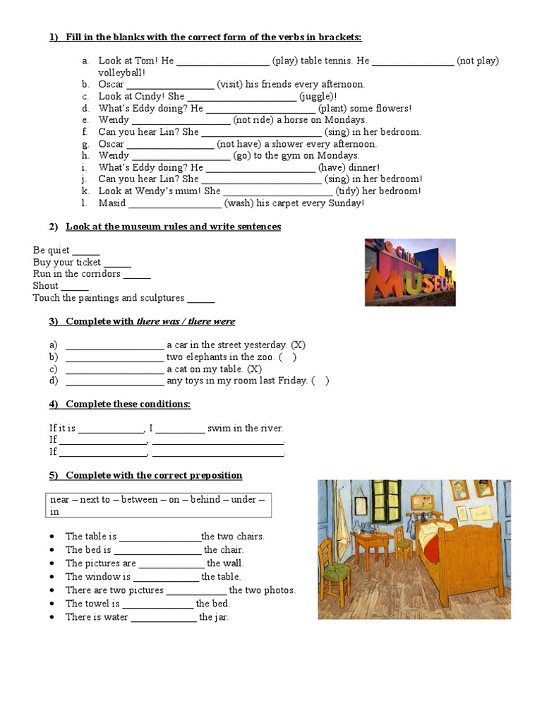1) Fill in The Blanks With The Correct Form of The Verbs in Brackets ...