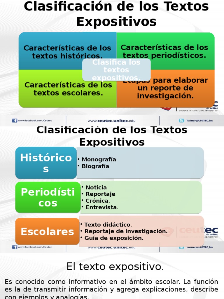 Clasificación de Los Textos Expositivos Information