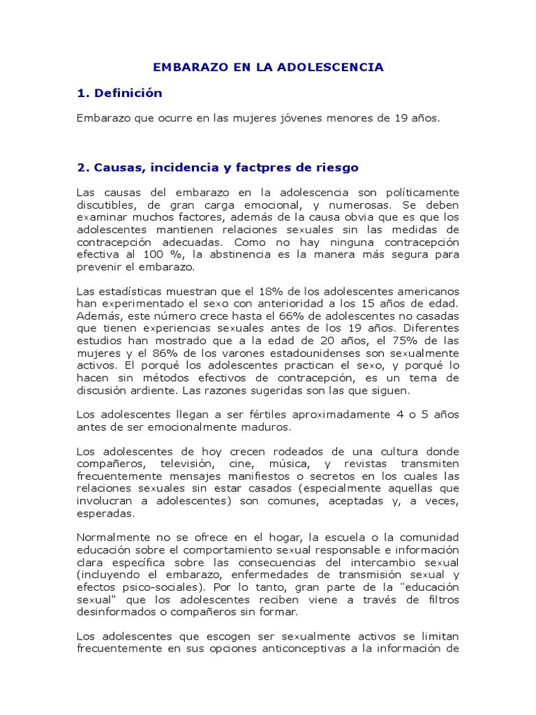 Embarazo En La Adolescencia